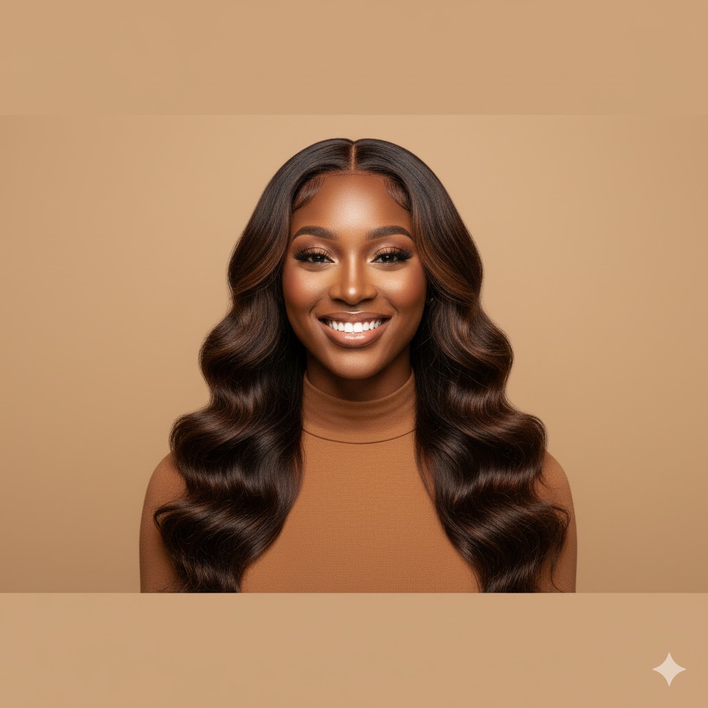 Long wavy brunette wig