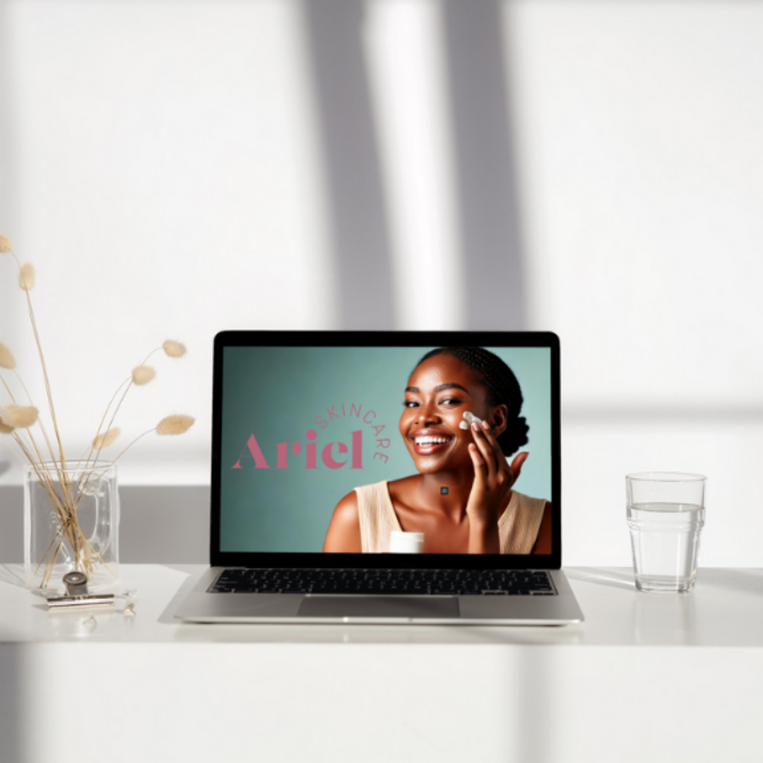 Mockup showcasing responsive e-commerce design and product presentation for a fictional organic skincare brand, demonstrating UI/UX and front-end development skills.