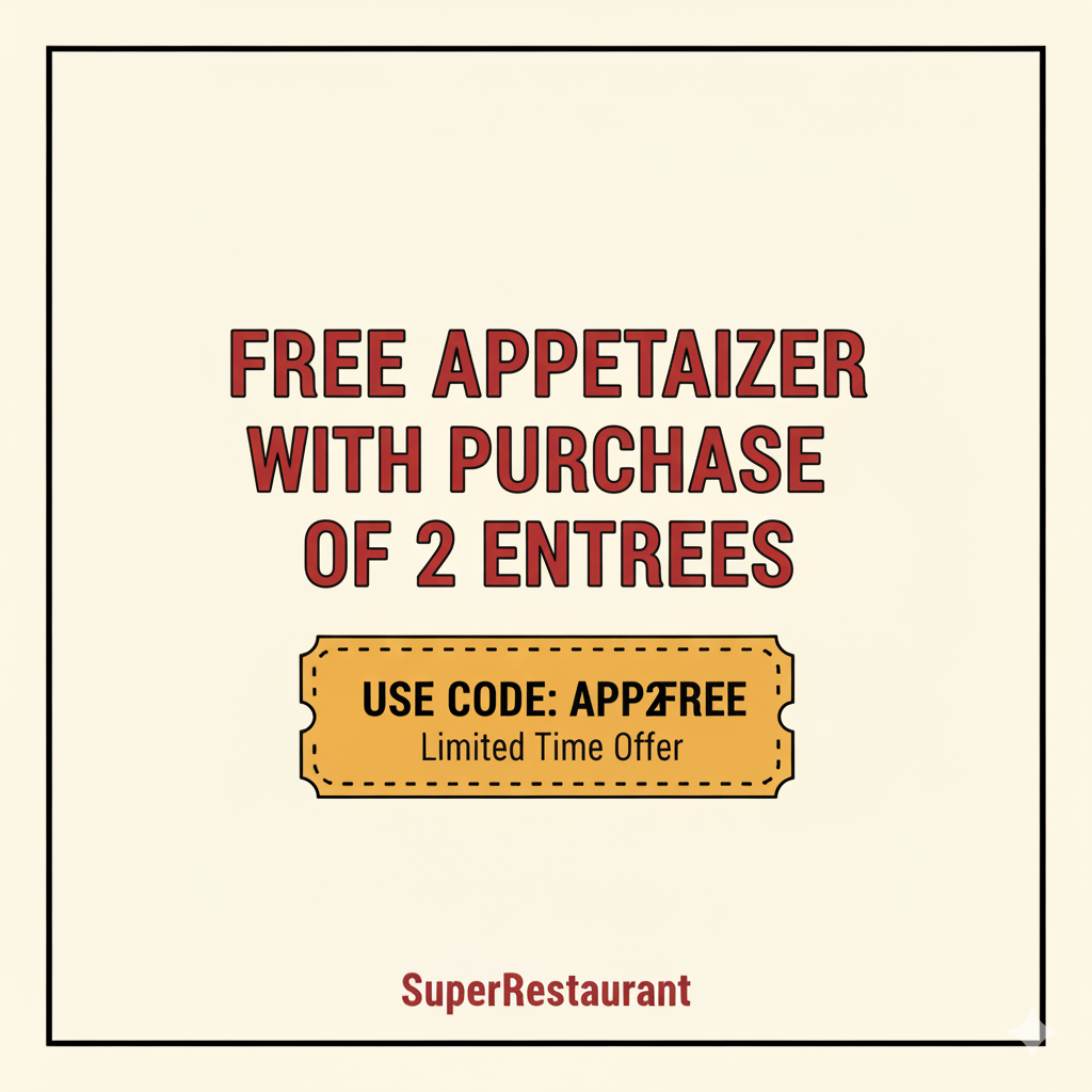 Coupon for free appetizer